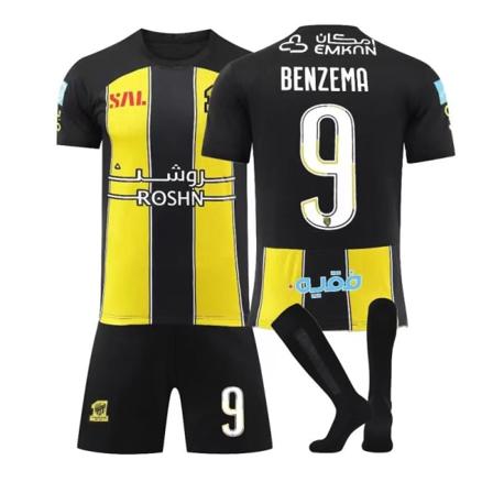 Benzema 23-24 Saudiarabien liga Al-Ittihad trøje nr 9 hjemme fodboldtrøje sæt voksne børn - Perfet Adult S(165-170cm) Adult S(165-170cm)