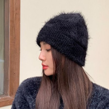 Rabbit Ull Cap Strikket Lue SVART