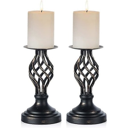 Svarta ljusstakar (2-pack, 28 cm)