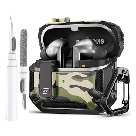 Kompatibel med Galaxy Buds 3 Fodral & Galaxy Buds 3 Pro Fodral, med Rengöringskit Fullständigt Stötsäkert Kolfiberskyddsfodral för Galaxy Buds 3 Pro