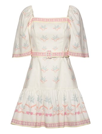 Gabrielle Belted Mini Dress White Malina