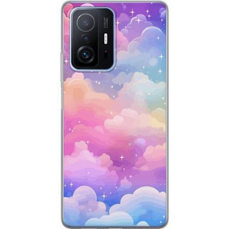 Kompatibelt Mobildeksel til Xiaomi 11T Søt enhjørning med regnbuefarget hår mot en stjernebelagt pastellbakgrunn i kawaii-stil