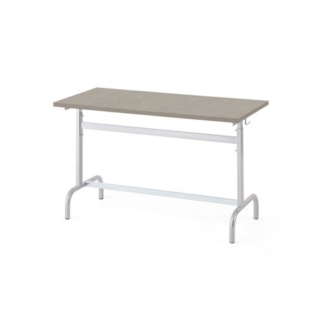 Schultisch 184, silber, Linoleum grau