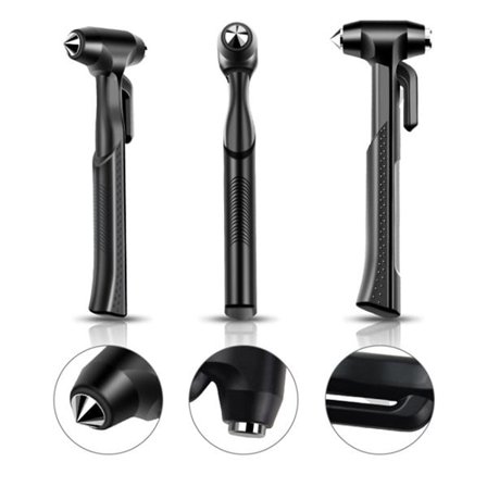 Nødhammer for bil med glassknuser og beltekutter - Rød