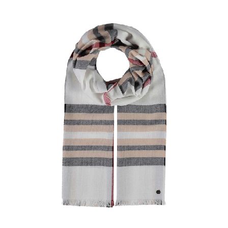 Fraas Scarf Check Print, 60x200 cm Halsdukar & scarves Dam Vit ONESIZE
