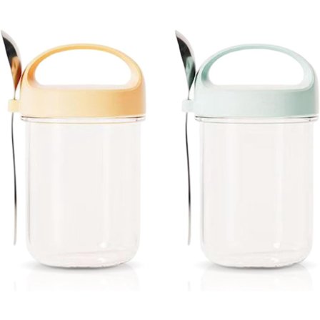 Återanvändbar Yoghurtmugg 2-pack 410ml för Overnight Oats Lunch u0026 Konservering med Julbordsdekoration