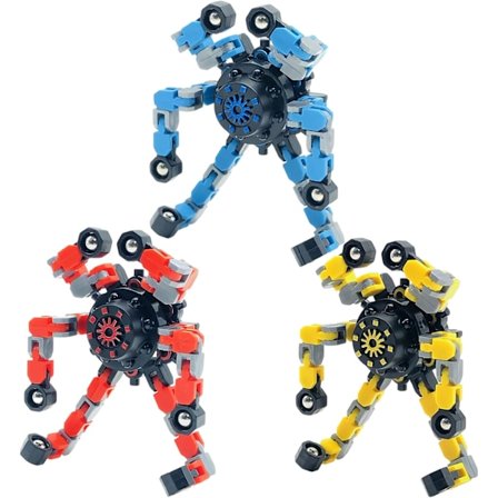 3-pakkaus sormenpään gyroskooppi Fidget Spinner, DIY Deformable Chain Links Sormenpään pyörivä robotti aikuisille ja lapsille