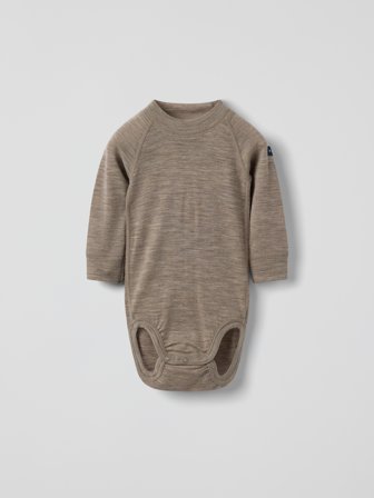 Langärmliger Body aus Merinowolle - 74|80 - kinderbekleidung - brown - Polarn O. Pyret