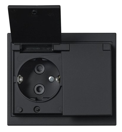 ABB 302EUJW-885 Stikkontakt jordet, innfelt, lokk, Strømbrytere & vegguttak