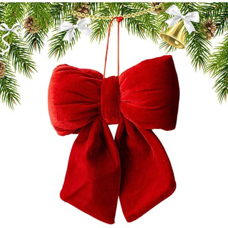 Juletræsrosetter - 33 x 29 cm fløjlsrød dekoration, juletræsrosetter i stof til ornamenter, guirlander og kranse | Juletræsrosetdekoration til hjemmet