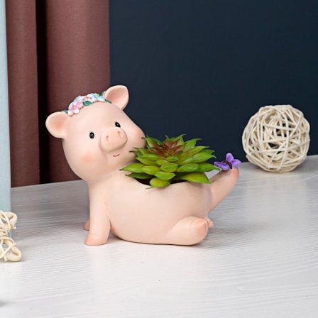 Pink Cute Pig Flowerpot Cute Animal Pig Shaped Resin Succulent Planter Flower PotCute Pig Succulent Planter Pot Decor