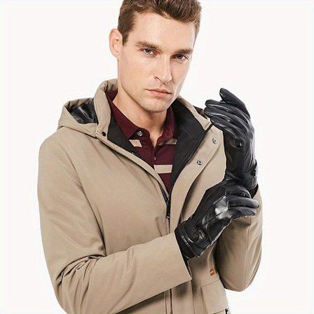 BISON DENIM Vinterhansker i saueskinn for menn - Varme, slitesterke og berøringsskjermkompatible fullfingerhansker for utendørsaktiviteter