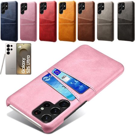 Samsung Galaxy S25 Ultra kuori 2 korttipaikkaa vaaleanpunainen -