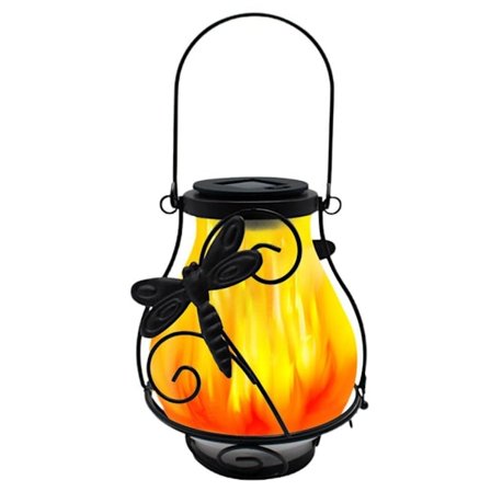 Solcelled flamme lanterne lys flimrende flammer udendørs solcellelys hængende lanterner vandtæt dekoration belysning lanterner