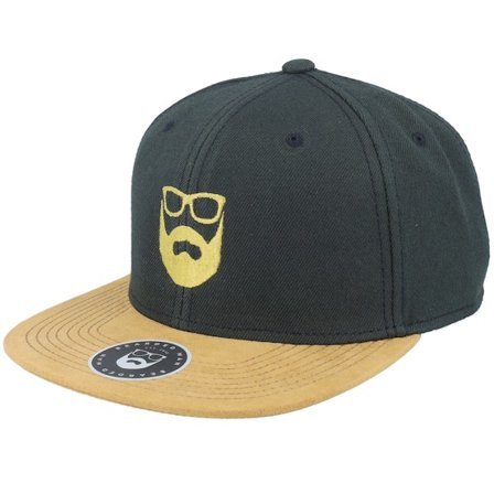 Bearded Man - Negro snapback Gorra - Logo Black Suede Snapback @ Hatstore
