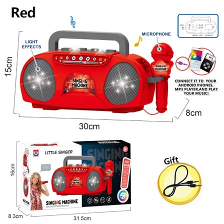 Mikrofon Karaoke Maskin Musikk Instrument Leker med Lys Innendørs Utendørs Reise Pedagogisk leketøy