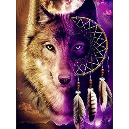 30*40 cm, 5D diamantmaleri-sæt, vild ulv