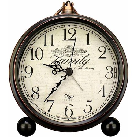 Justup Herätyskello - 5,2 tuumaa - Musta - Vintage - Retro - Kvarts