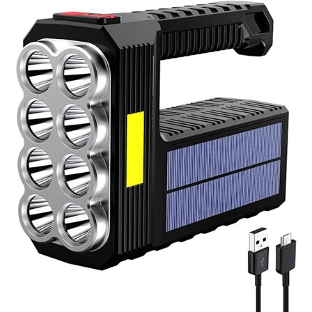 Laderbar Solcelle Lommelykt 8 LED med COB Sidelys, Hig,ZQKLA