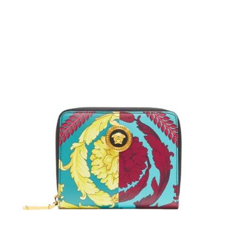 Versace Pre-owned, Pre-owned Leather wallets Blauw, Dames, Maat:ONE Size,leer,print