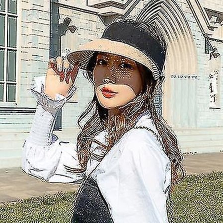 Women Straw Sun Visor Hat Wide Brim Summer Uv Protection Beach Cap Foldable Packable Korean Style