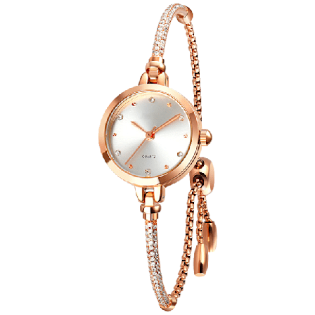 (Silver) Klocka Dam Analog Kvarts Klocka Diamantprydd Brac