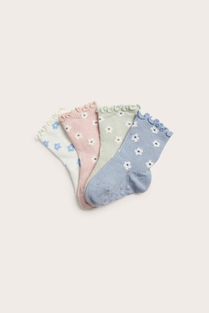 Kappahl | 4-pk. blomstrede sokker Lyseblå 19/22 | Lyseblå