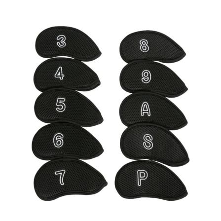 10 kpl Golfraudan päänsuojukset mesh Golfmailan päänsuojus vedenpitävä golfputterin cover set sopii useimpiin merkkeihin Golf Iron - Perfet Black