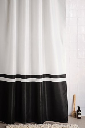 Jotex - Suihkuverho 180x200 Cm Valkoinen/musta Valkoinen/musta - ESRA - Osta Suihkuverhot Jotex