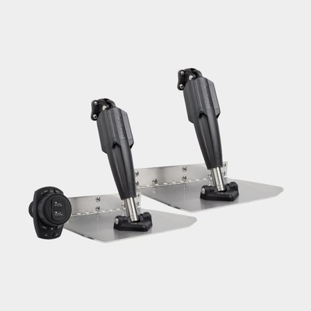 Elektrisk trimplanssæt Lenco, 9 x 12" (23 x 30 cm), til både 14 - 18 fod (4.3 - 5.5 m), 12 V, aluminium, med trimplan + cylindre + manøvreringspanel