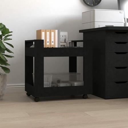 Vidaxl Skrivbordsvagn Svart 60x45x60 Cm Konstruerat Trä Svart