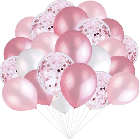 Rosa og hvide balloner, rosa konfettiballoner, hvide balloner i alt 90 latex-festballoner