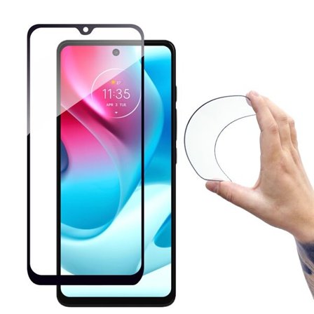 Heldekkende Flexi Nano Glass Film herdet glass med Moto G60s ramme