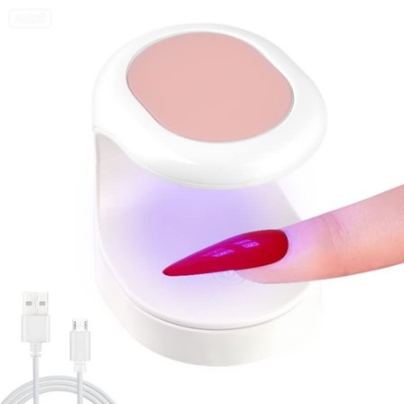 Mini UV-lampe for gelnegler, 16W LED-lampe for én finger, bærbar hurtigherdende lampe for hjemme- og salongbruk, kompakt design (rosa)