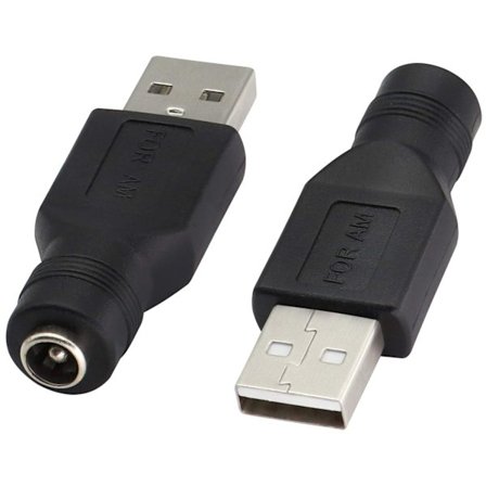 USB2.0 A Han til DC 5.5x2.1mm DC Stikkontakt Opladningskontakt, ZQKLA