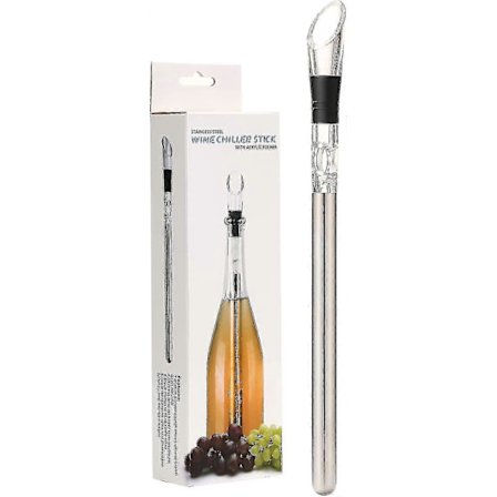 Vinkjøler, 3-i-1 Rustfritt Stål Flaskekjøler Stick Med Vinkaraffel Og Hellere, Rask Isfri Vinkjøler Stang - Perfekt Vingave