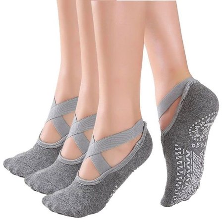 Yoga sokker for kvinner, sklisikre seler, ballett, grå, KLB