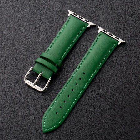 Klokkerem for Apple Watch iWatch 38/40/41mm tolags flat grønn rem - sølvfarget grensesnitt