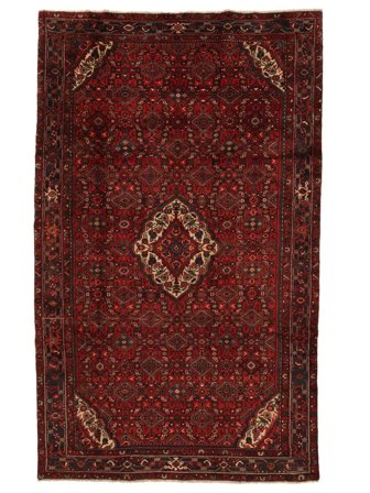 Hosseinabad Teppe Håndknyttet 208X340 Svart/Mørk Rød Persia