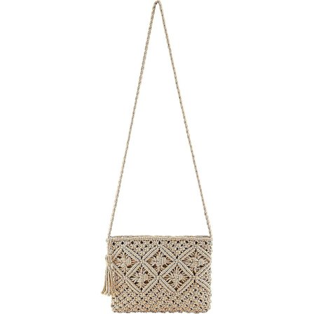 Dame Skuldertaske i Strå - Retro Lille Strandtaske i Hvid, 26*19cm