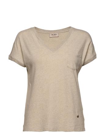 Maya V-Neck Tee T-shirts & Tops Short-sleeved Beige MOS MOSH