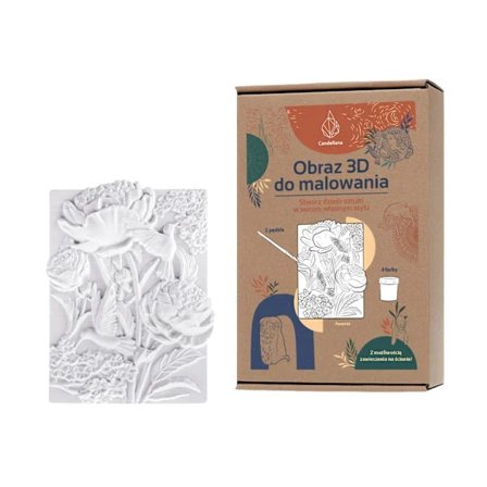 CANDELLANA Gips målarbok målning 3D blommor pioner set färger och penslar[CO]