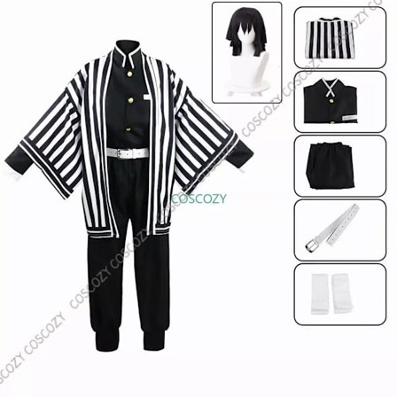 Lilla/Svart Iguro Obanai Cosplay Anime Demon Ghost Killer Iguro Obanai Haori Kimono Cosplay Kostyme Hvit Orm Dukkesett Barn 130cm