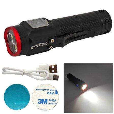 Ficklampa 3x LED med magnet, 900lm, USB C, 5 driftlägen