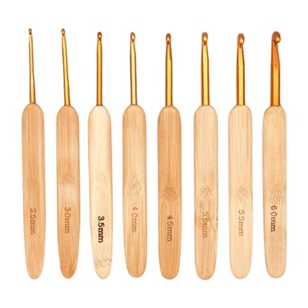 Kevyet virkkuukoukut, sileät kudontavirkkaustyökalut bambukahvalla, ergonominen kahva vähentää ranteen väsymistä, ihanteellinen neulomiseen