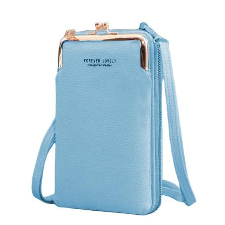 19,5 cm Kvinnor Retro Crossbody Telefonväska Handväska Axel - Pu Läderplånbok Liten mobiltelefon Handväska Presenter Sky Blue