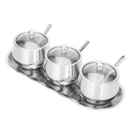 3-delad kryddbox av 304 rostfritt stål, synlig kryddburk KLB