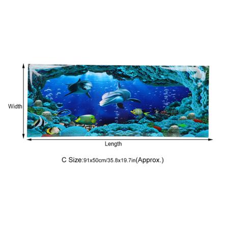 Bakgrundsaffisch Dekorativt Havsvärldsmålningar PVC-klistermärke Landskap för Akvarium Fisk Tank 91x50cm