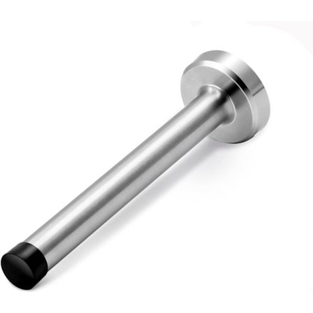Dørstopper, 5 tommer lang dørstop, vægmontering, børstet nikkel heavy duty solid rigid dørstop i rustfrit stål med bløde gummipuffer-spidser