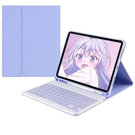 Fodral för iPad 2021/2020 2019 10.2 Lavendellila Vanligt Tangentbord Touch Bluetooth Läder